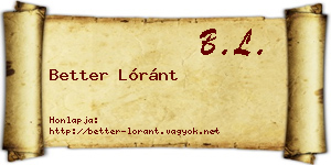 Better Lóránt névjegykártya